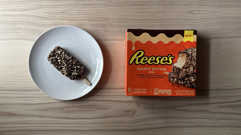 Reese's Frozen Peanut Butter Bar on wooden table