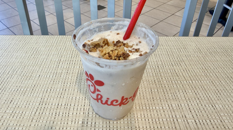 Chocolate shake with cookie crumbles on top
