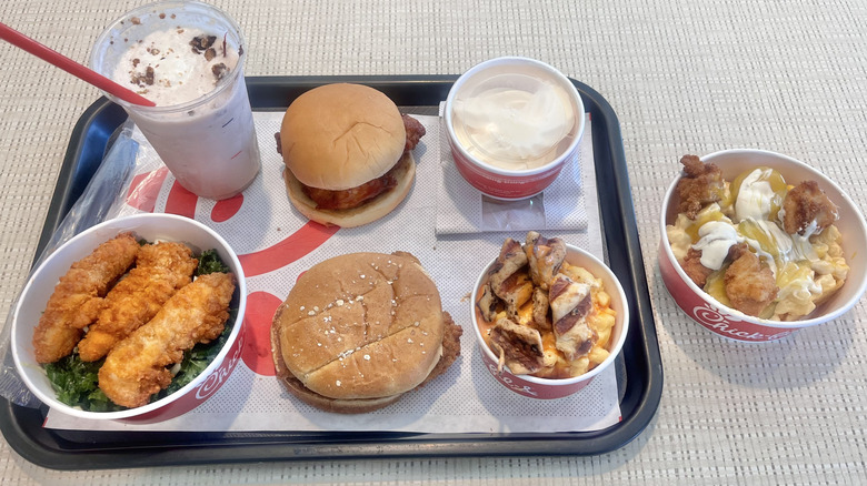 View of various Chick-fil-A hack items