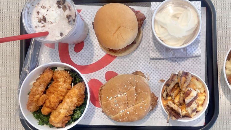 top view of different Chick-fil-A hack items