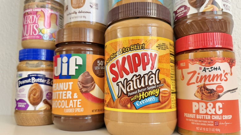Close up of flavored peanut butters