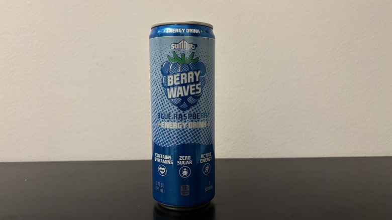 a can of summit berry waves energy drink on a table