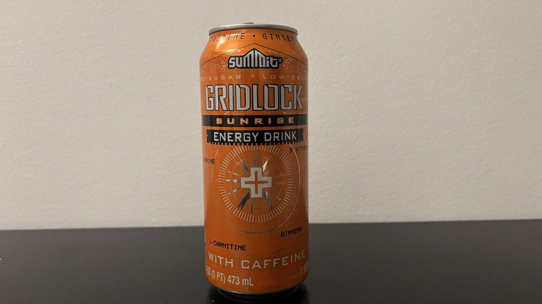 a can of summit gridlock sunrise energy drink on a table