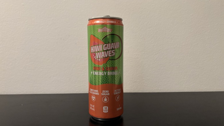 a can of summit kiwi guava waves energy drink on a table