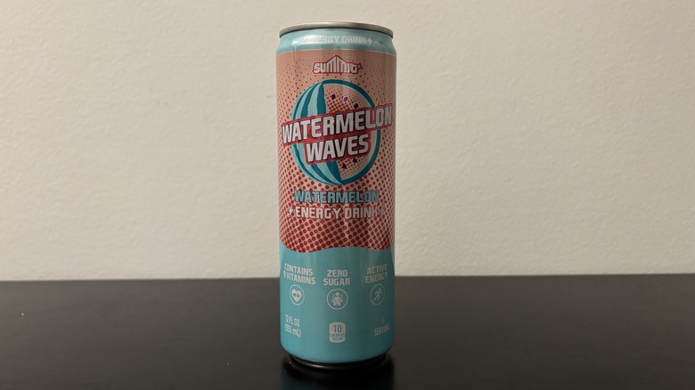 a can of summit watermelon waves energy drink on a table