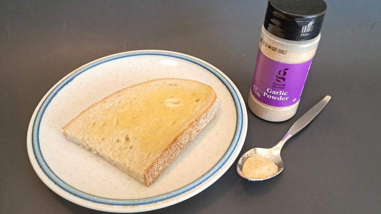 garlic bread and spice jar