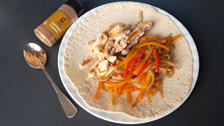 fajita on plate and cumin