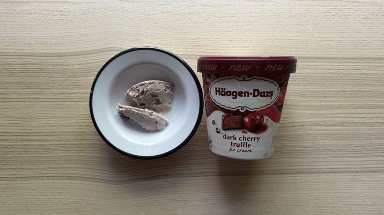 Häagen-Dazs Dark Cherry Truffle on wooden table