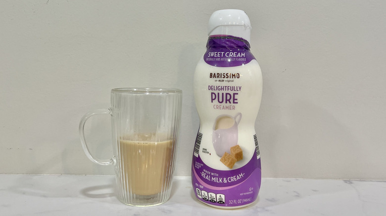 Aldi Barissimo Delightfully Pure sweet cream coffee creamer.