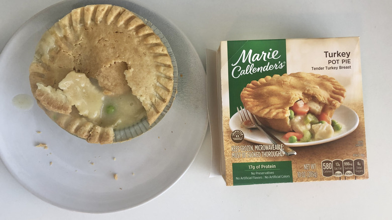 Marie Callender's turkey pot pie frozen dinner.