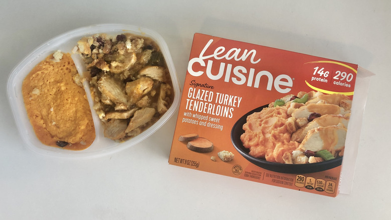 Lean Cuisine glazed turkey tenderloins frozen dinner.