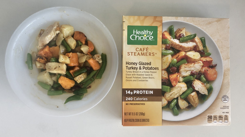 Healthy Choice honey glazed turkey and potatoes.