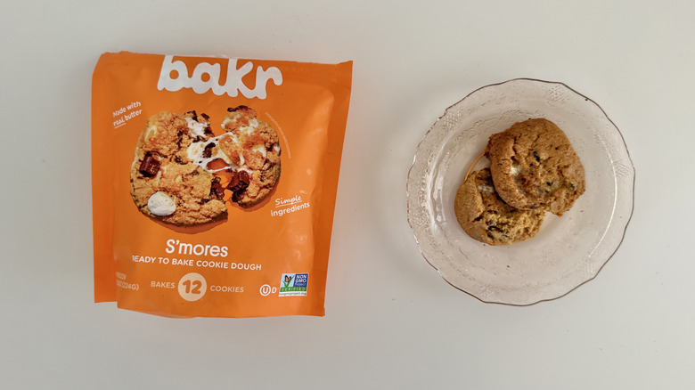 Orange bag of BAKR S'mores Chocolate Chip Frozen Cookie Dough