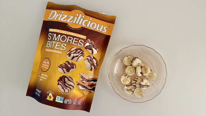 Drizzilicious S'mores Drizzled Mini Rice Cake on a plate