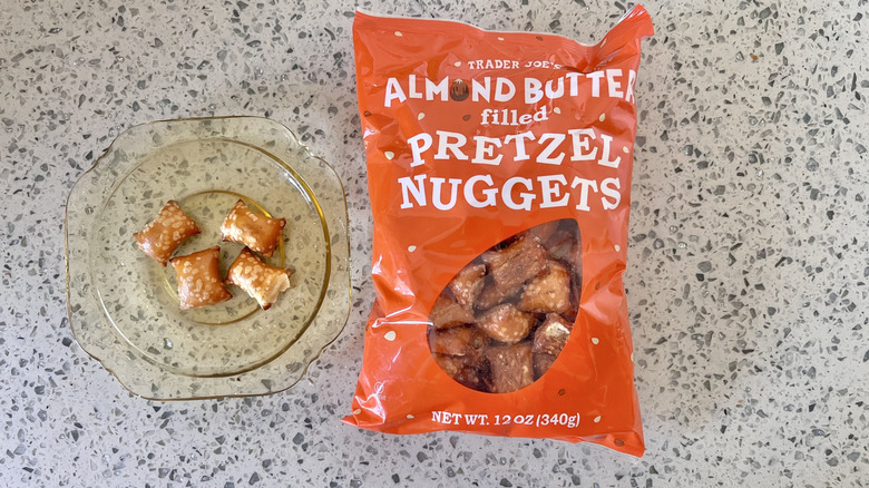Almond Butter Pretzel Nuggets pieces on a plate