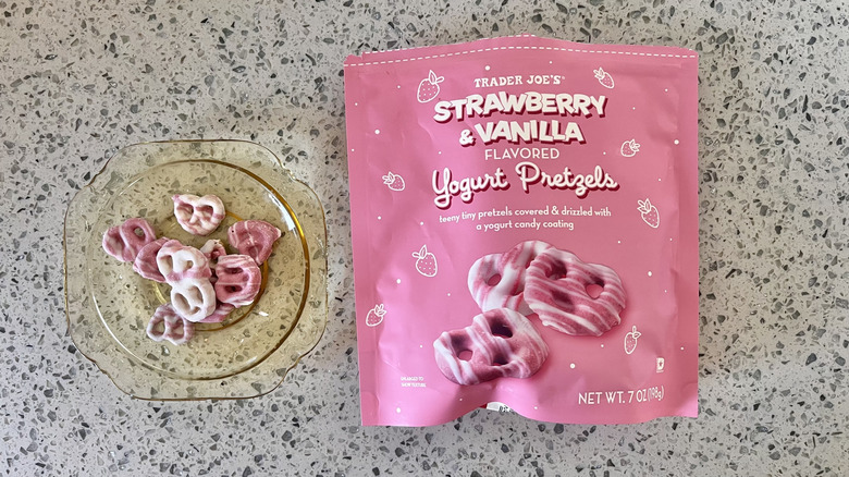 Small pieces of Strawberry Vanilla Yogurt Pretzels