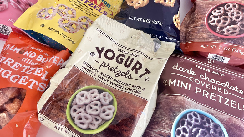 Close up of pretzel packages