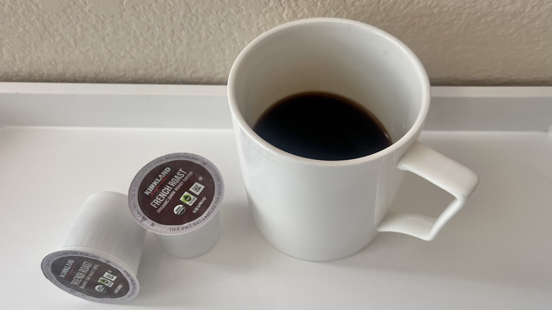 French Roast coffee pods on a tray