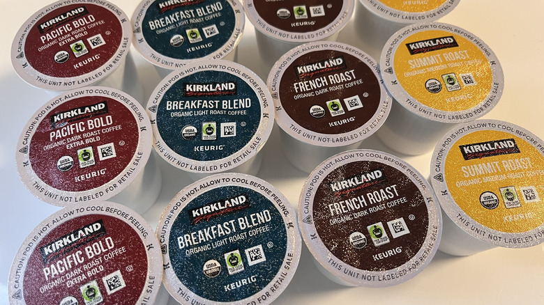 Four types of Costco pods on a table