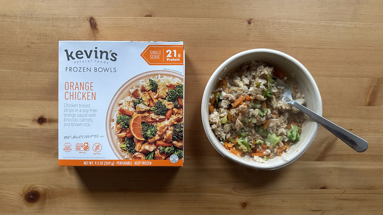Kevin's Orange Chicken Bowl on wooden table