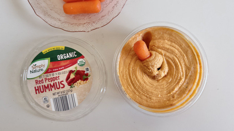 Simply Nature Organic Red Pepper Hummus on a table