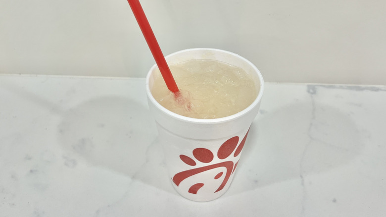 Chick-fil-A Lemonade with straw.