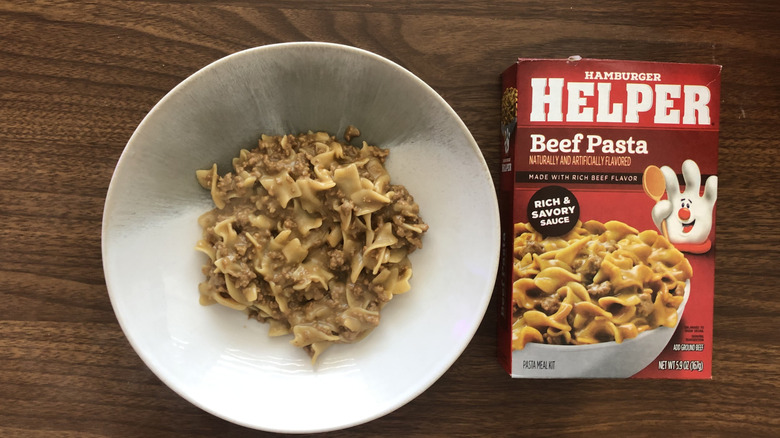 Hamburger Helper beef pasta in a bowl
