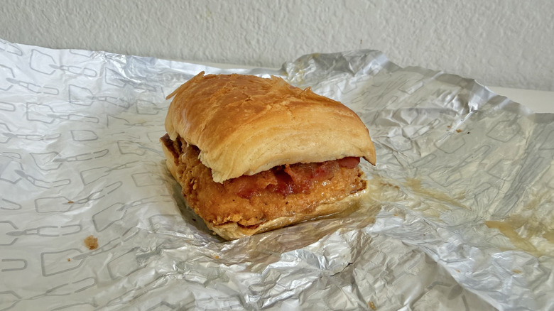 Maple Bacon Chicken Croissant sandwich on a table