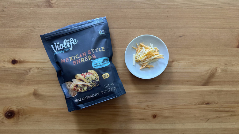 Violife Mexican-Style Shreds on wooden table
