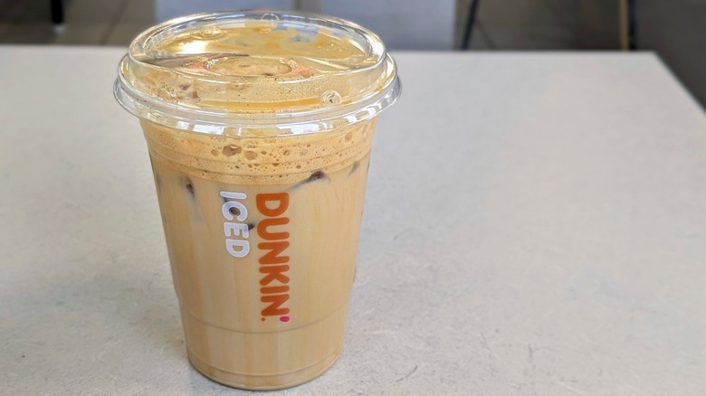 Dunkin' Cookie Butter Cloud Latte on table