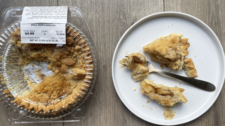 Publix Dutch Apple Pie in container and on a plate