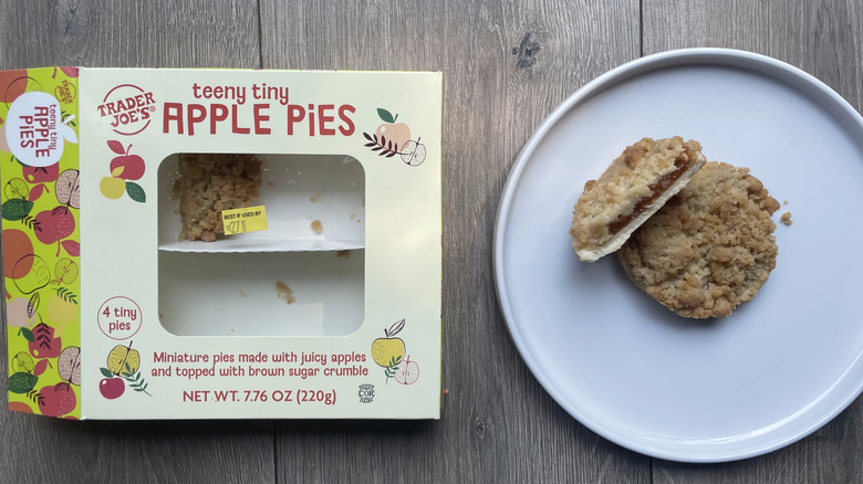 Trader Joe's tiny apple pies with container and on a plate