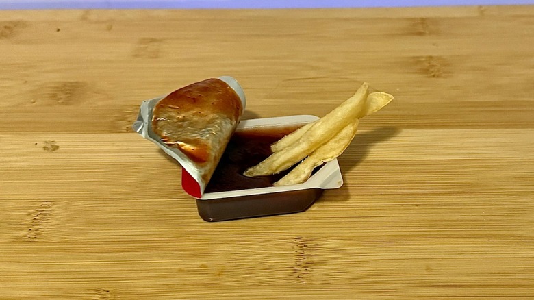 Chick-fil-A barbecue sauce with french fries dipped in it