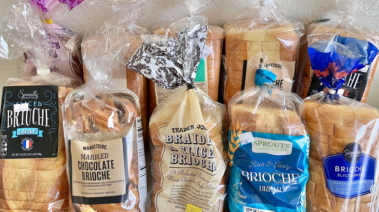 Close up of different brioche loaves