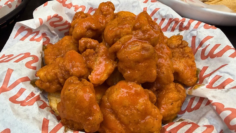 Close-up of basket of boneless chicken bites at Red Robin