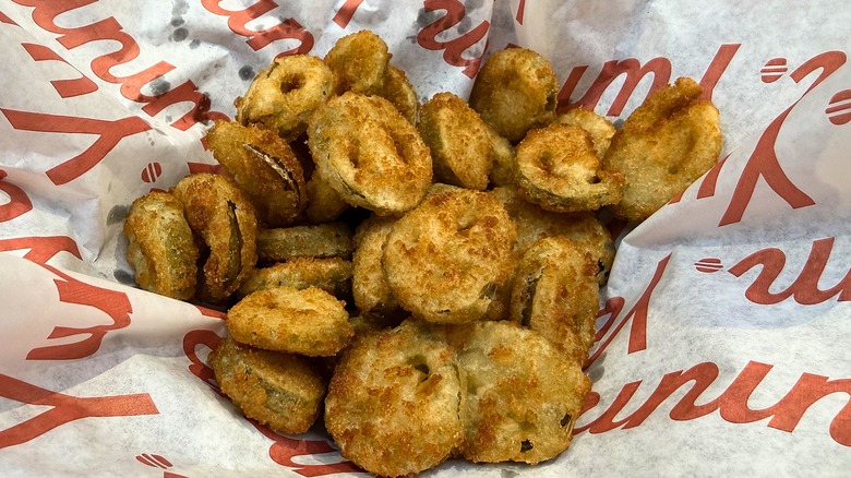 Close-up of Red Robin Jalapeño Coins in basket