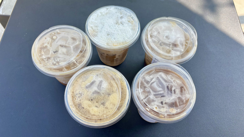 Starbucks iced shaken espresso drinks on table