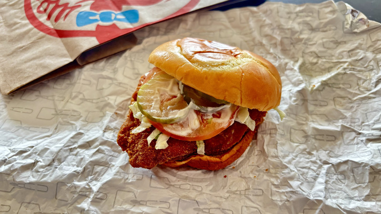 Wendy's classic chicken sandwich on wrapper