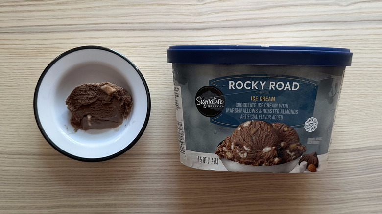 Signature Select Rocky Road Ice Cream in bowl on table