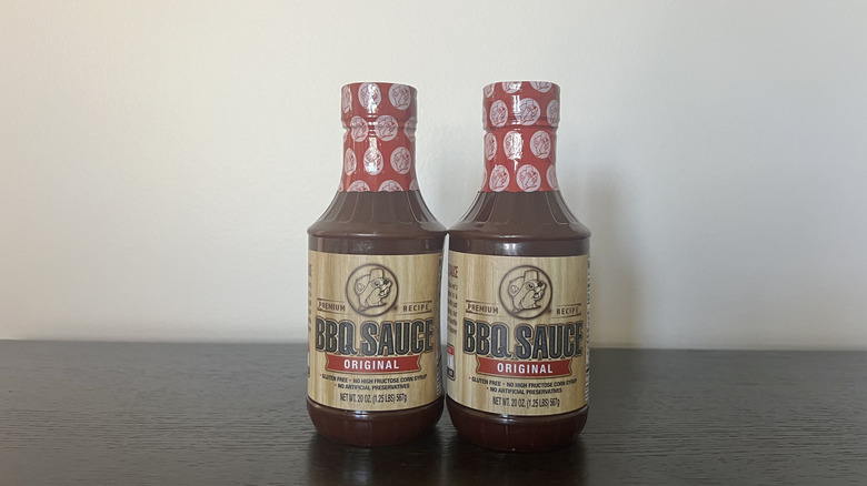 Two bottles of Buc-ee's BBQ sauce.