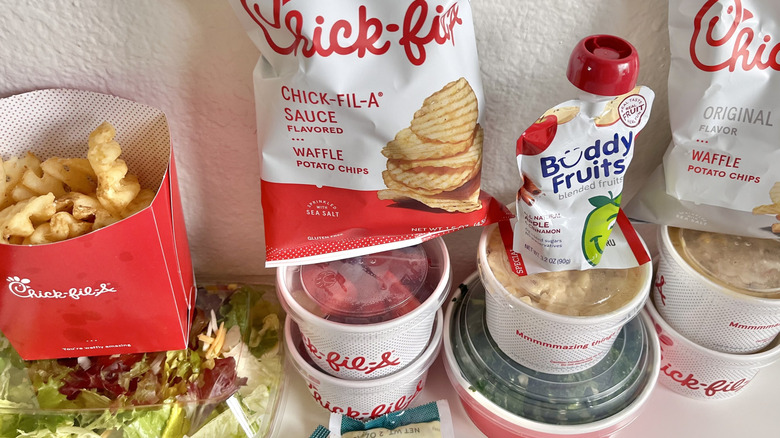 Close up Chick-fil-A sides on a table