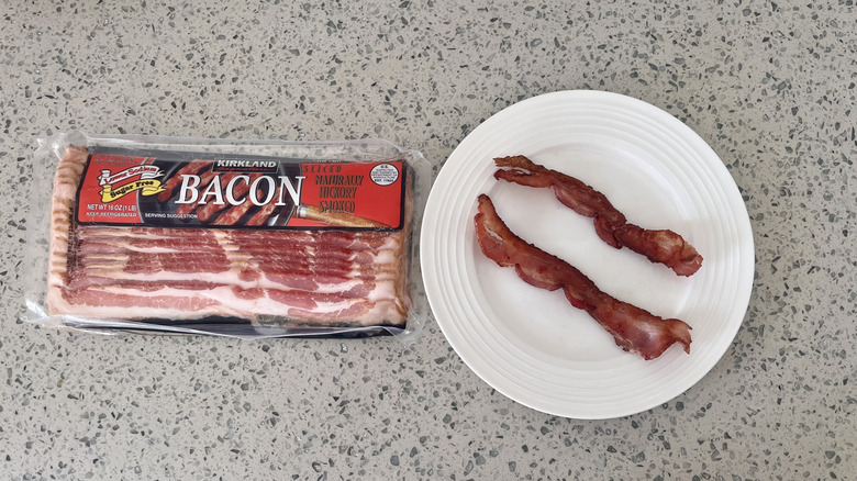 Lower Sodium Sliced Bacon slices on a plate