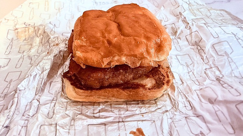 Wendy's Maple Bacon Chicken Croissant on wrapper
