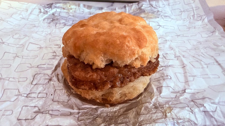 Wendy's Honey Buddy Chicken Biscuit on wrapper