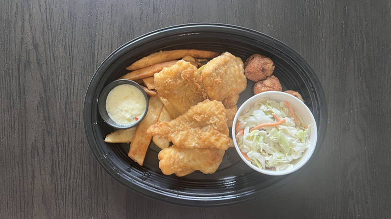 Cracker Barrel Friday Fish Fry Meal in to-go box.