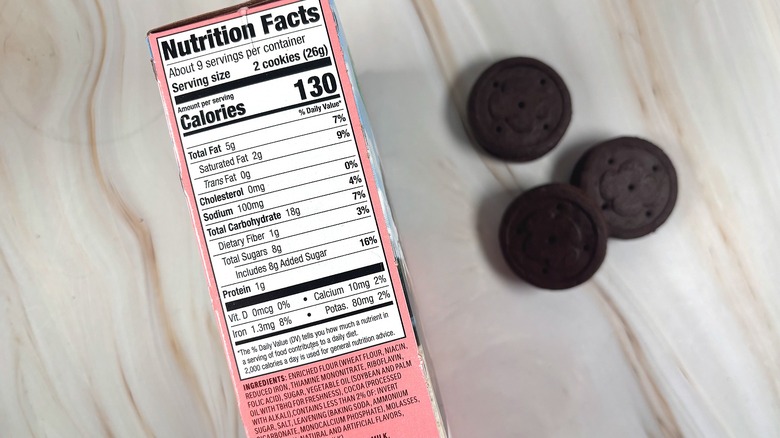 Exploremores box on side to show nutrition label next to three cookies