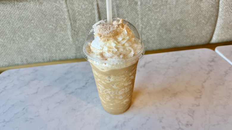 Panera Pumpkin Spice Frozen Java on a table