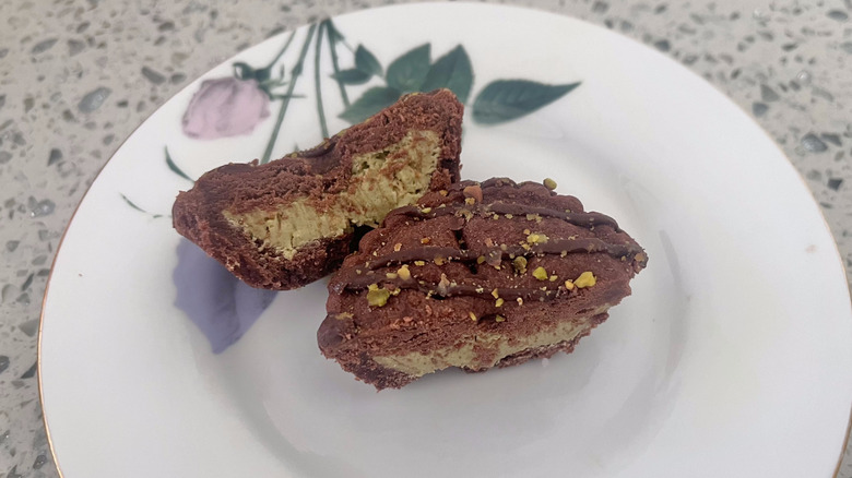 Dubai Chocolate Bite cut in half