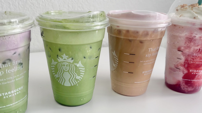 Close up of four holiday drinks