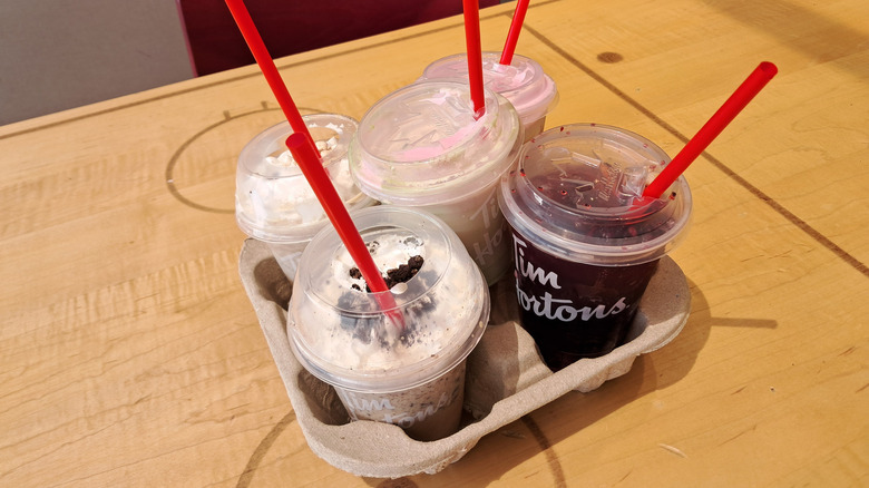 Five drinks in drink carrier